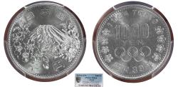 Ancient Coins - JAPAN, (1964) S39 TOKYO OLYMPICS. AR 1000 Yen. PCGS-MS66.