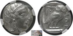 Ancient Coins - ATTICA, Athens. 455-440 BC. Silver Tetradrachm. NGC-Choice AU. Parliament Collection.