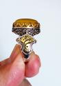 World Coins - IRAN: Safavid Style Persian Islamic Yellow Agate Ring a Beauty!