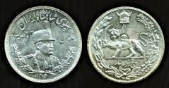 World Coins - IRAN: 1927 Reza Shah Pahlavi, Large Silver 5000 Dinar, SH 1306L, London Mint, B.U.