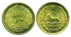 World Coins - IRAN: 1939 REZA SHAH PAHLAVI 10 Dinar SH 1318, UNC.!