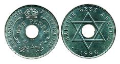 World Coins - BRITISH WEST AFRICA: 1936 EDWARD VIII, the Abdicated King, ONE PENNY UNC.!
