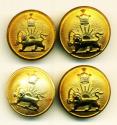 World Coins - IRAN: Pahlavi era 4 Bronze military Buttons, Lion and the Sun, High Quality SPORRONG Sweden