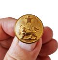 World Coins - IRAN: Pahlavi era Bronze military Button, Lion and the Sun, SPORRONG Sweden