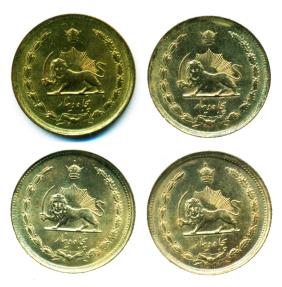 World Coins - IRAN: Muhammad Reza Shah Pahlavi, Lot of 4 AE 50 DINAR, 2536 (1977), UNC.