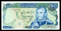 World Coins - IRAN: 1974 Shah Pahlavi 200 Rials Banknote, Shahyad Aryamehr Tower, SH 1353, Gem UNC.!