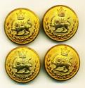 World Coins - IRAN: Pahlavi era 4 Bronze military Buttons, Lion and the Sun, High Quality SPORRONG Sweden