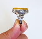 World Coins - IRAN: Safavid Style Persian Islamic large Yellow Agate Ring a Beauty!