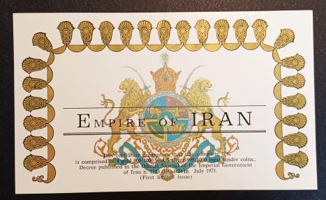 World Coins - IRAN: 2500TH ANNIVERSARY OF PERSIAN EMPIRE, COMPLETE GOLD AND SILVER COINS SET WITH BOX, CERTIFICATE & FIRMAN, 1971, UNC. PROOF, A BEAUTY!