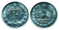 World Coins - IRAN, PAHLAVI: 1956 large copper-Nickle 10 Rials SH 1335