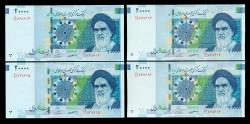 World Coins - IRAN: 4 consecutive 20000 Rials Banknote Paper Money, Windcatchers, Gem UNC.!