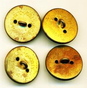 World Coins - IRAN: Pahlavi era 4 Bronze military Buttons, Lion and the Sun, High Quality SPORRONG Sweden