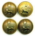 World Coins - IRAN: Pahlavi era 4 Bronze military Buttons, Lion and the Sun, High Quality SPORRONG Sweden