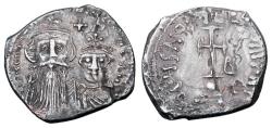 Ancient Coins - BYZANTINE EMPIRE.  Constans II, 641-668 AD.  AR Hexagram.