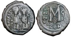 Ancient Coins - BYZANTINE EMPIRE.  Justin II, 565-578 AD.  Æ Follis.