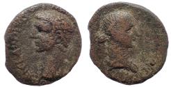 Ancient Coins - Crete, Cnossus Claudius with Messalina, Before 48 AD Æ 21. Rare