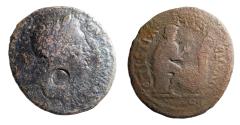 Ancient Coins - Lydia. Thyateira, time of Commodus (AD 177-192). Ae 29. Vulcan making a helmet. Very Rare.
