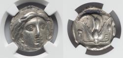 Ancient Coins - Carian Islands. Rhodes. Ca. 316-305 BC. AR tetradrachm 24 mm. 14.98 gm NGC Choice VF 4/5 - 3/5.