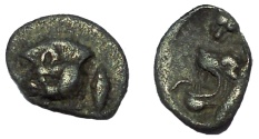 Ancient Coins - Mysia, Kyzikos. Circa 450-400 BC. AR hemiobol