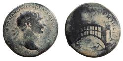 Ancient Coins - Trajan (98–117) Ae Sestertius. Danube bridge. Rare.