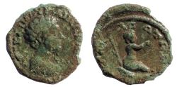Ancient Coins - Thrace, Pautalia, Marcus Aurelius, 161-180. Hemiassarion Ae 18. Infant Dionysos. Very Rare.