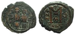 Ancient Coins - Justin II, with Sophia. 565-578. Æ Follis