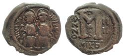 Ancient Coins - Justin II, with Sophia. 565-578. Æ Follis