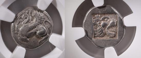 Troas, Assus. Ca. 500-450 BC. AR drachm NGC VF. Rare.