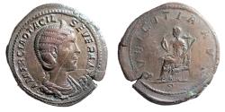 Ancient Coins - Otacilia Severa, wife of Philip I (244-249 AD) – Sestertius. Medallic flan, exceptional style.