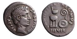 Ancient Coins - Augustus (27 BC-AD 14), with C. Antistius Reginus, as Moneyer. AR denarius. 13 BC.