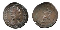 Ancient Coins - Otacilia Severa, wife of Philip I (244-249 AD) – Sestertius. Medallic flan, exceptional style.