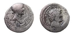 Ancient Coins - Mark Antony and Cleopatra (34 BC). Ar Denarius. Rare.