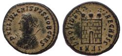 Ancient Coins - Crispus, AD 324-325. Æ Campgate Follis.