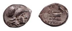 Ancient Coins - Ionia. Lebedos. 300-294 BC. AR Diobol. Very Rare.