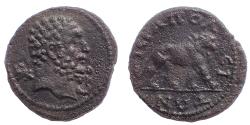 Ancient Coins - Phrygia, Hierapolis, Severan Period, 193-235. Hemiassarion Ae 18. Hercules. Very Rare.