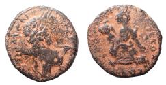 Ancient Coins - Mesopotamia, Edessa, under Elagabalus and Rhaesena under Severus Alexander. Ae 23. Very Rare overstrike.