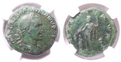 Ancient Coins - Aemilian. AD 253. Æ Sestertius. 82+ year pedigree. Ex Garrett collection (1872-1942)
