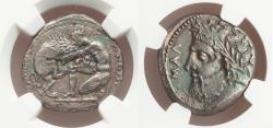 Ancient Coins - Cilicia, Mallos, Ca. 385-375 BC. AR stater. Hercules and the Nemean Lion. Rare. NGC Choice XF