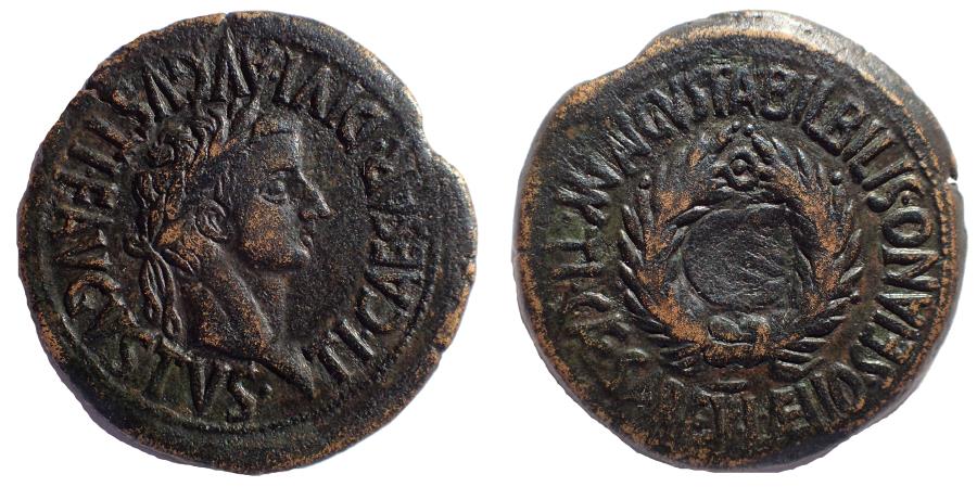 Tiberius Ad 14 37 Ae As Bilbilis Mint L Aelius Sejanus The Partner In My Labours Very Rare