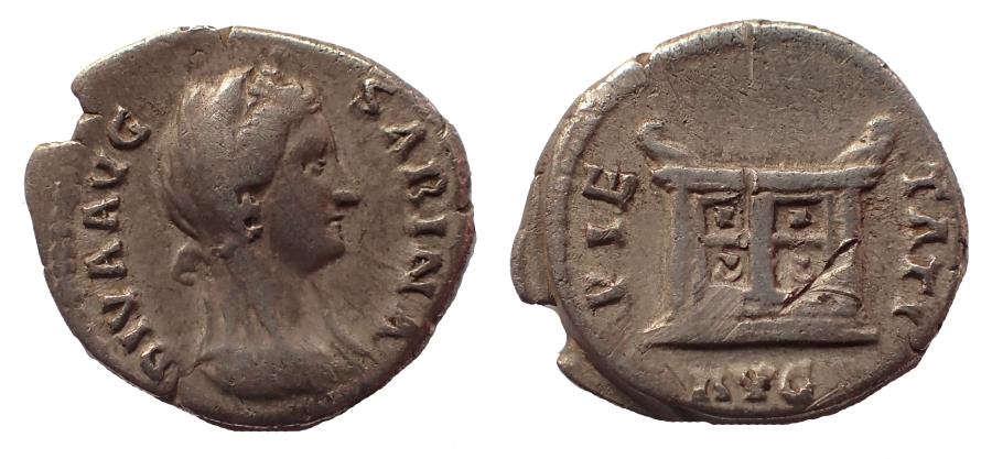 Diva Sabina (Died AD 136/7). Denarius. Rare | Roman Coins