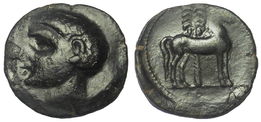 Post-Barcid Spain: Carthago Nova, ca. 209 BC. Æ Unit 25 mm, Scipio ...