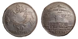Ancient Coins - Lebanon, French Protectorate. Silver. 50 Piastres. 1929 Ref: KM.8