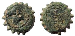 Ancient Coins - Seleukid Empire. Demetrios I Soter. 162-150 BC. Serrate Æ 17. Very Rare.
