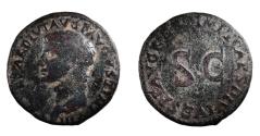 Ancient Coins - Divus Tiberius. under Titus. (79-81 AD). Æ As. Rare.