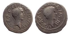 Ancient Coins - Second Triumvirate. Octavian and M. Aemilius Lepidus. Ar Denarius. 42 BC. Rare.