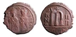 Ancient Coins - Phocas with Leontia (AD 602-610). AE follis