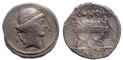 Ancient Coins - Moneyer issues of Imperatorial Rome. C. Considius Paetus. 46 BC. AR Denarius