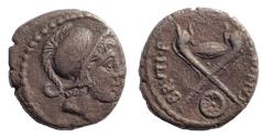 Ancient Coins - Decimus Brutus, assassin of Caesar. Albinus Bruti f. AR Denarius.