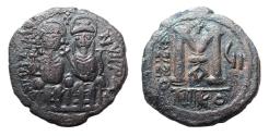 Ancient Coins - Justin II, with Sophia. 565-578. Æ Follis. Nikomedia mint