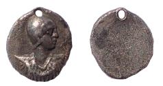 Ancient Coins - Ancient Silver Pendant. Draped bust of a young man (Priest?) to right. Very Rare.